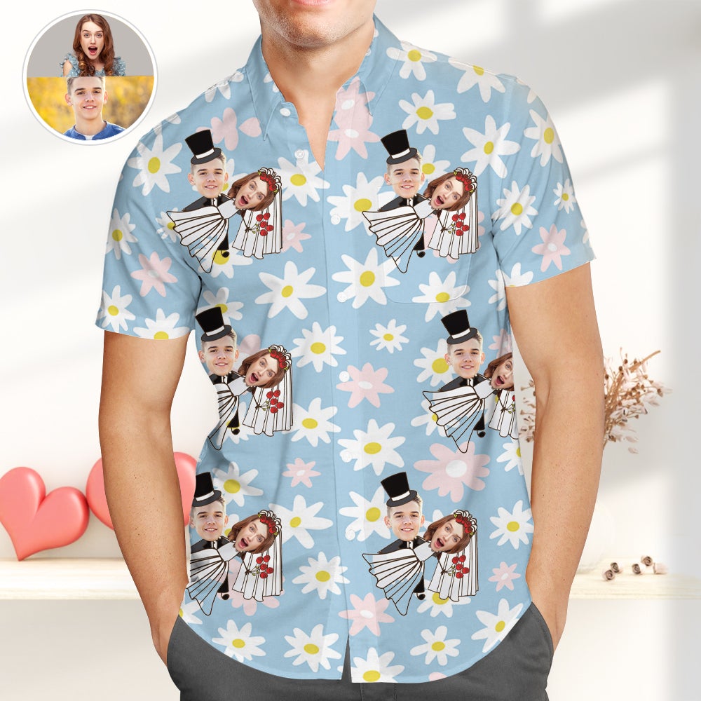 Anniversary Gifts,Personalized Couple Photo Hawaiian Shirt, Funny Wedding Shirts, Best Valentines Gift