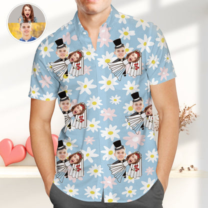 Anniversary Gifts,Personalized Couple Photo Hawaiian Shirt, Funny Wedding Shirts, Best Valentines Gift