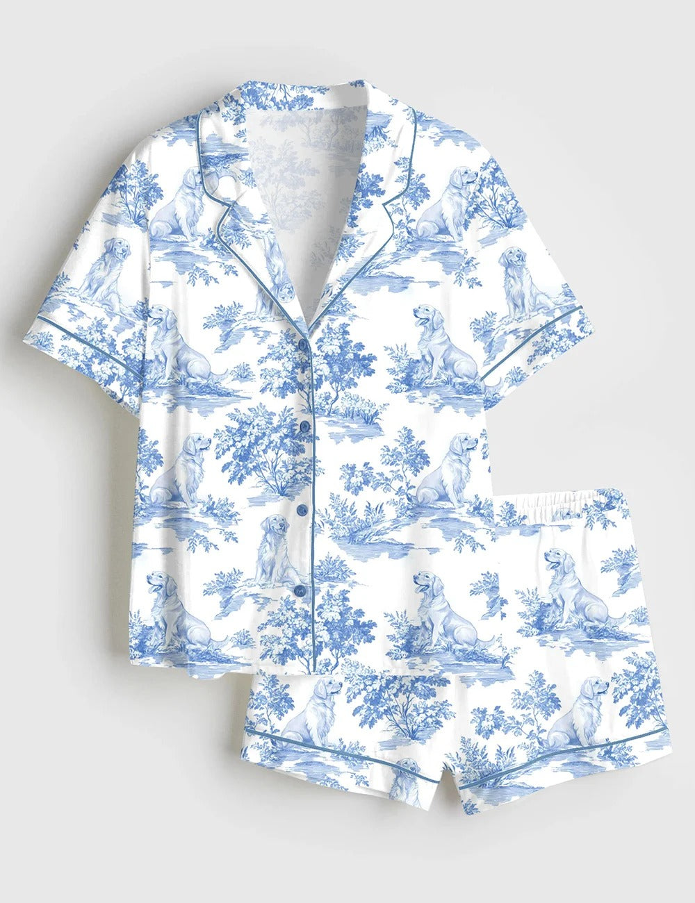 Women’s Golden Retriever Dog Lover Short Sleeve Satin Pajama Set