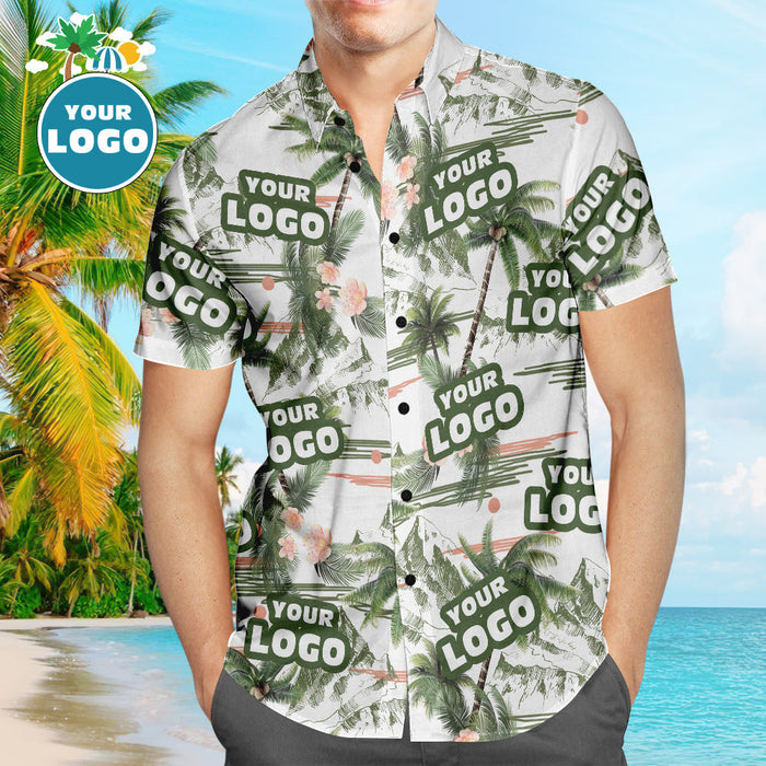 Custom Logo Personalized Hawaiian Shirt All Over Print Coconut Tree