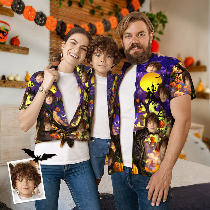 Custom Face Family Matching Aloha Set Halloween Style Personalized Matching Hawaii Tees