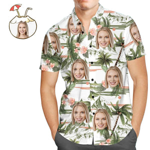 Custom Face Personalized Hawaiian Shirt All Over Print Coconut Tree