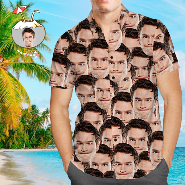 Custom Face Shirt with Name Men's Hawaiian Shirt Face Mash