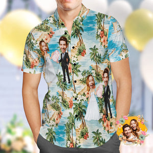 Anniversary Gifts,Personalized Couple Photo Hawaiian Shirt, Funny Wedding Shirts, Best Valentines Gift