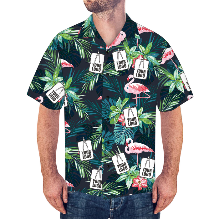 Business Logo Shirts, Men's Hawaiian Shirt Flamingo Flower