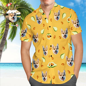 Custom Hawaiian Shirt with Dog on It Personalized Hawaiian Shirt Avocado Beach Shirt