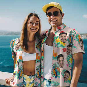 Custom Photo Hawaiian Shirt Beach Vacation Couple Wears Popular All Over Print Hawaiian Beach Shirt Holiday Gift Island Time