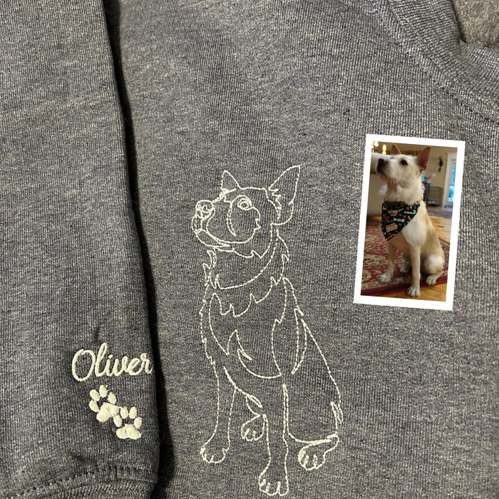 Custom Embroidered Sweatshirt, Custom Pet Portrait From Photo Shirt, Dog Portrait Shirt, Dog Mom Shirt, Cat Mom Hoodie, Personalized Gift