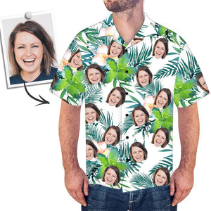 Custom Hawaiian Shirts Green Flower Design Personalized Aloha Beach Shirt For Men