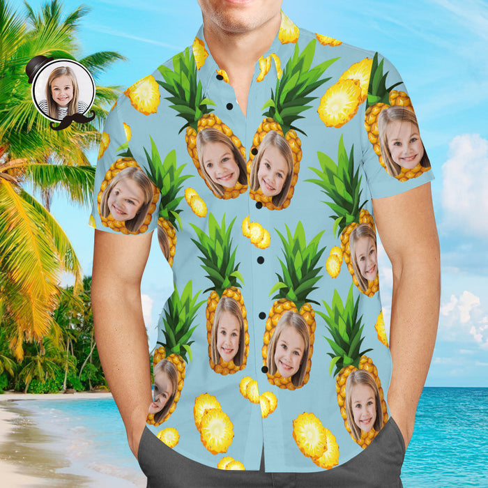 Hawaiian Shirt Pineapple Hawaiian Shirt with Face Custom Tropical Shirts Father's Day Shirt Gift for Dad