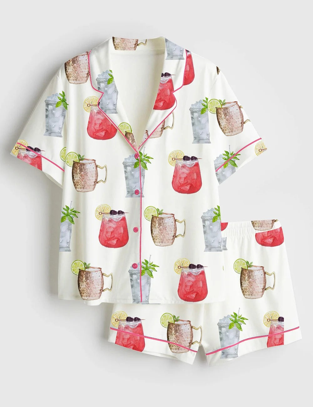 Women’s Kentucky Derby 2025 Drink Sign Oaks Lily Cocktails Sign Print Short Sleeve Satin Pajama Set