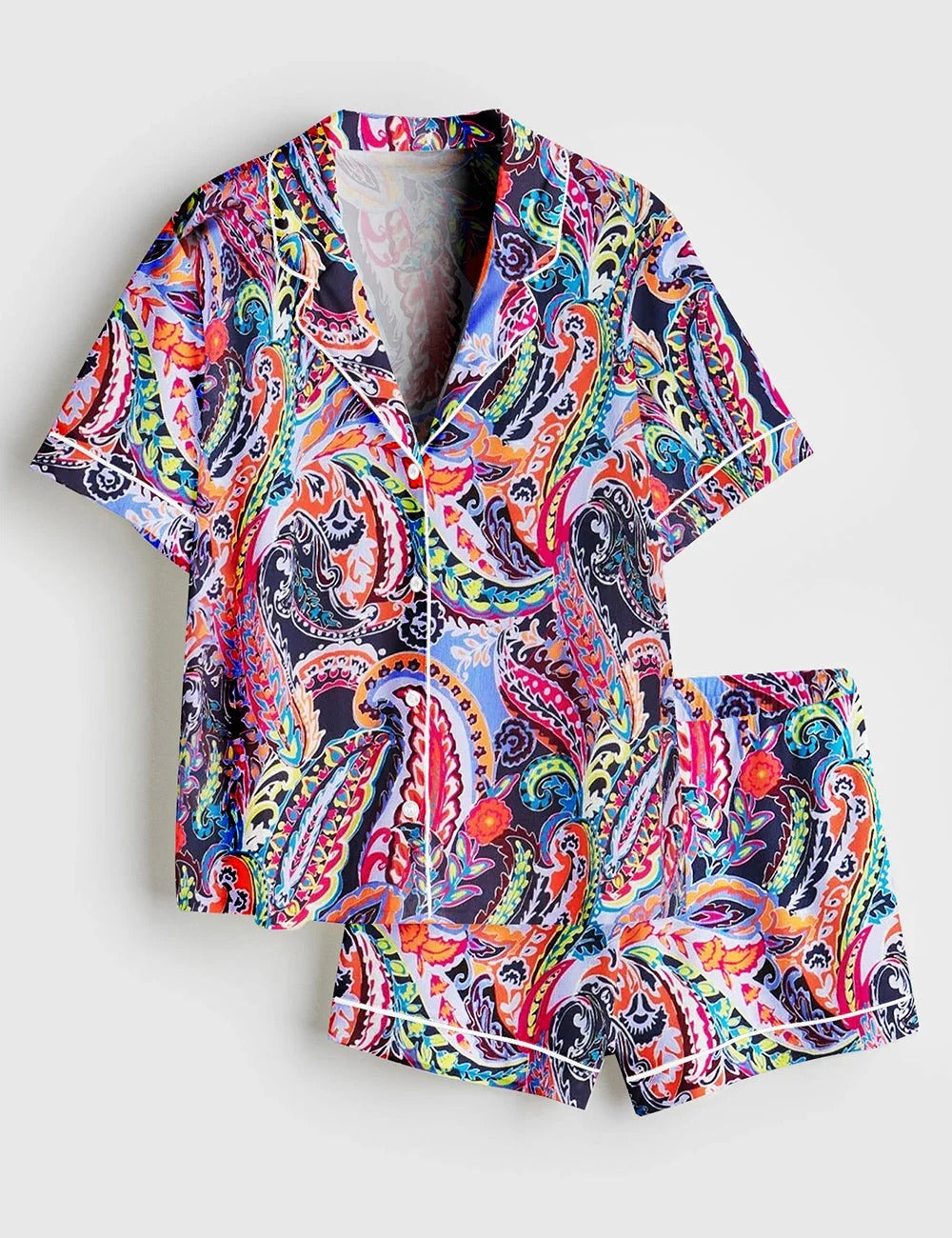 Women's Paisley Parade Short Sleeve Satin Pajama Set