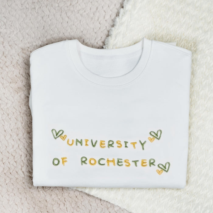 College Sweatshirt Personalized College Crewneck Bubble Letter Embroidered Sweatshirt University Sweatshirt for Student Back to School Gifts