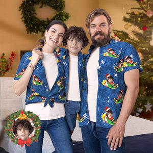 Custom Face Family Matching Hawaiian Outfit Funny Santa Claus Matching Hawaii Shirts