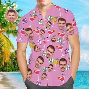 Custom Face Hawaiian Shirt All Over Print Men's Shirt 21th Birthday Party