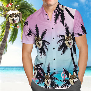 Custom Hawaiian Shirt Custom Face Hawaiian Shirt Coconut Trees Button Down Shirts