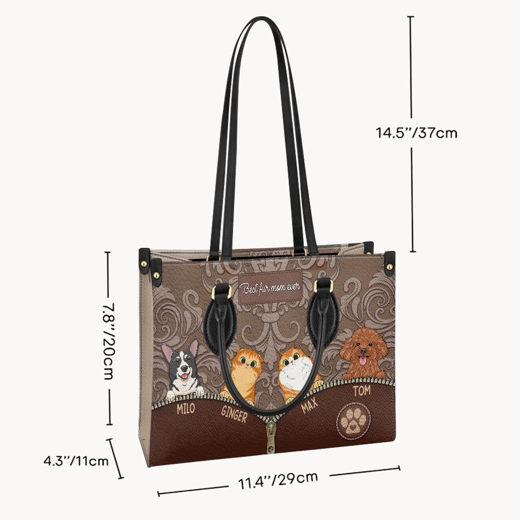 Best Dog Mom Ever - Gift for mom, mom, dog lover, cat lover - Personalized Leather Handbag