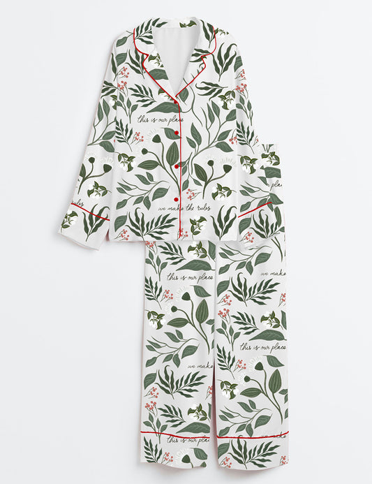 Women’s Our Place Lover Quote Long Sleeve Satin Pajama Set