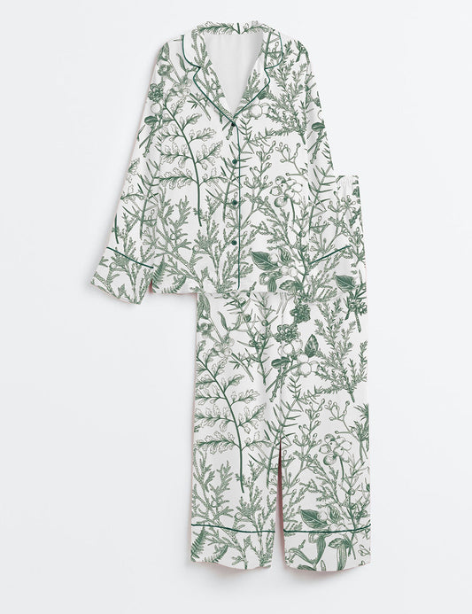 Women's Sage Garden Long Sleeve Satin Pajama Set