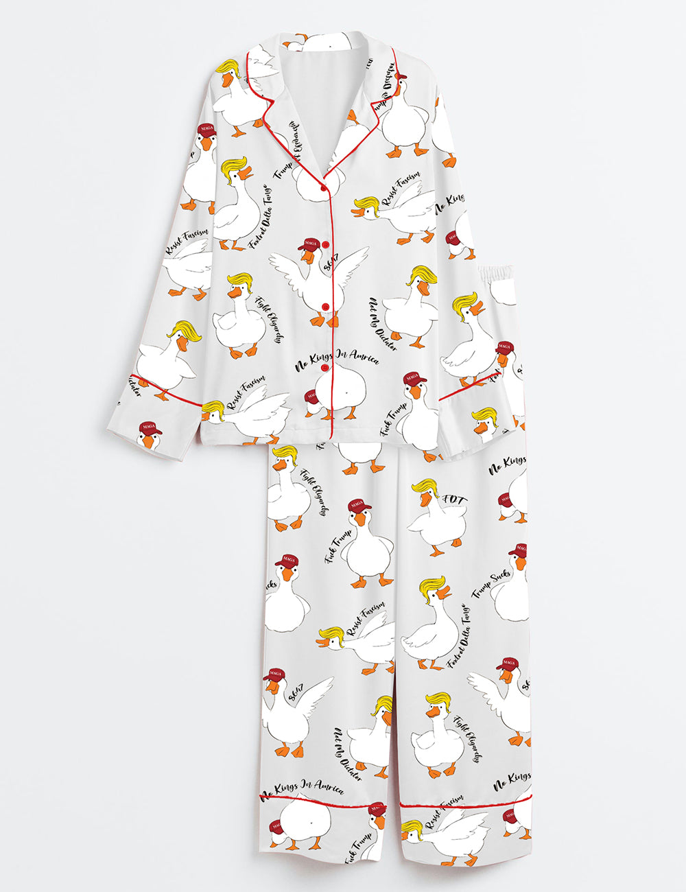 Women’s Subtle Anti Trump Sill Goose Long Sleeve Satin Pajama Set