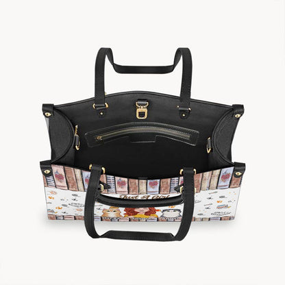 Love Books And Cats - Personalized Book Leather Handbag