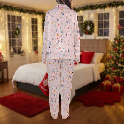 Parisian Chic Pajama Set – Cute Pink City Print Pajamas | Cozy Pajama Gift Set, Family Pajamas for Women, Men, Kids & Youth, Holiday Sleepwear HPRPJMADL-31