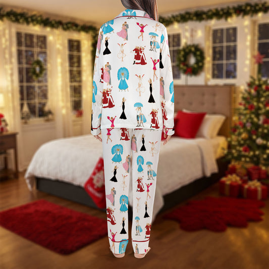 White Christmas Dance Pajama Set – Retro Holiday Pajamas | Cozy Pajama Gift Set, Cute Pajamas for My Love, Family Pajamas for Women, Men, Kids & Youth HPRPJMADL-38