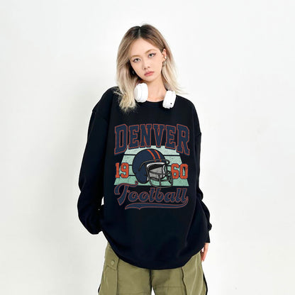 Denver Football Sweatshirt, Denver FOOTBALL Shirt Retro Style 90s Vintage Unisex Crewneck, Graphic Tee Gift For Football Fan Sport