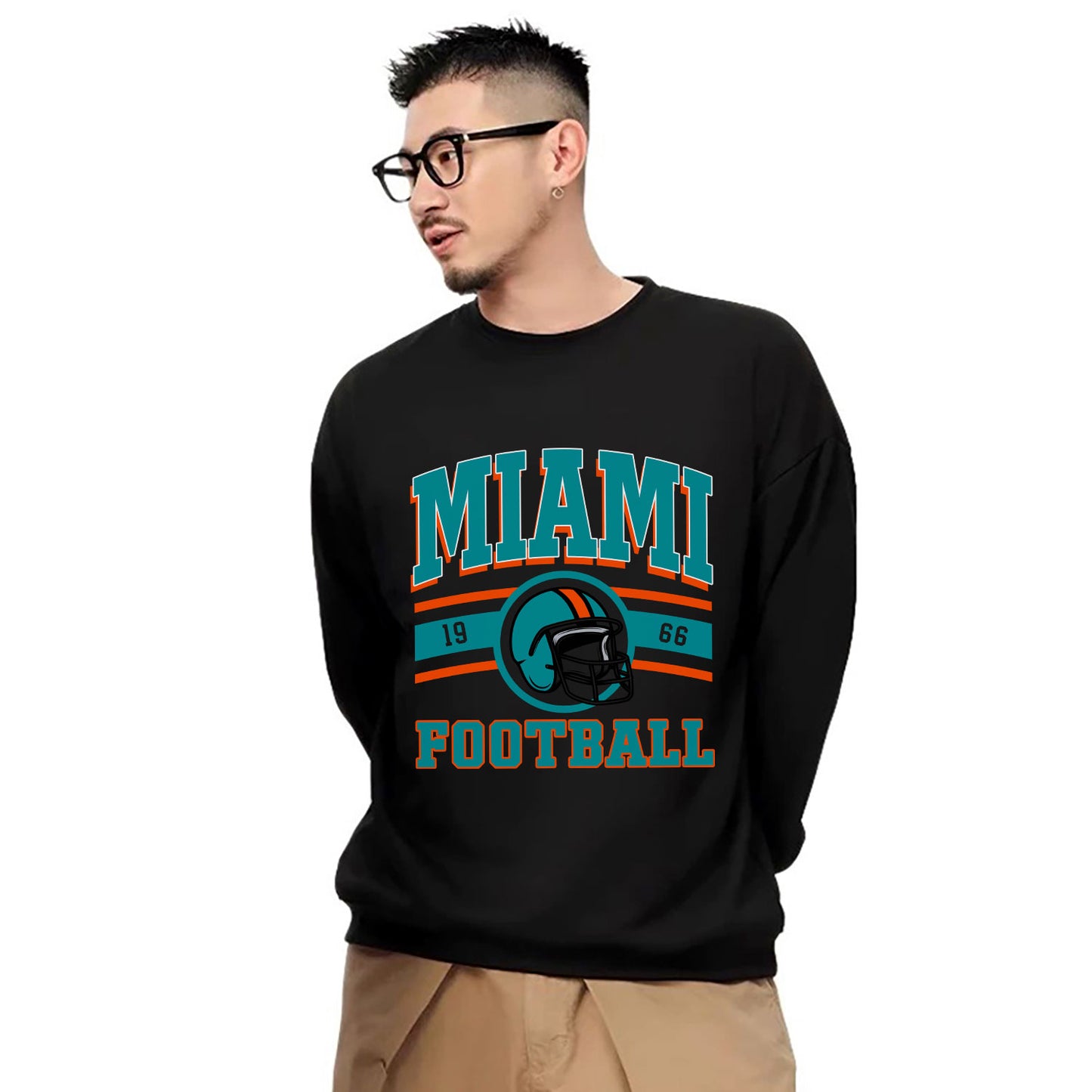 Miami FOOTBALL Sweatshirt, Miami FOOTBALL Shirt Retro Style 90s Vintage Unisex Crewneck, Graphic Tee Gift For Football Fan Sport