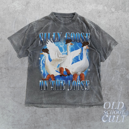 Silly Goose On The Loose Vintage 90s Graphic Shirt, Retro Funny Goose Gag Shirt, Retro Silly Meme Clothing, Yapping Meme Shirt, Fun Gift