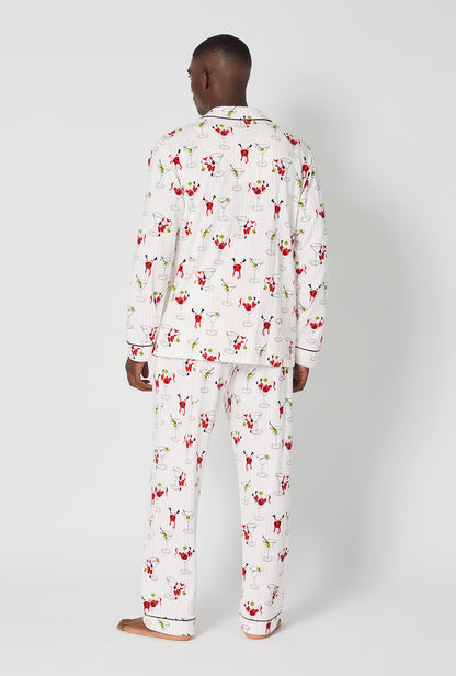 Tipsy Santa Men's Long Sleeve Classic Stretch Jersey Pj Set