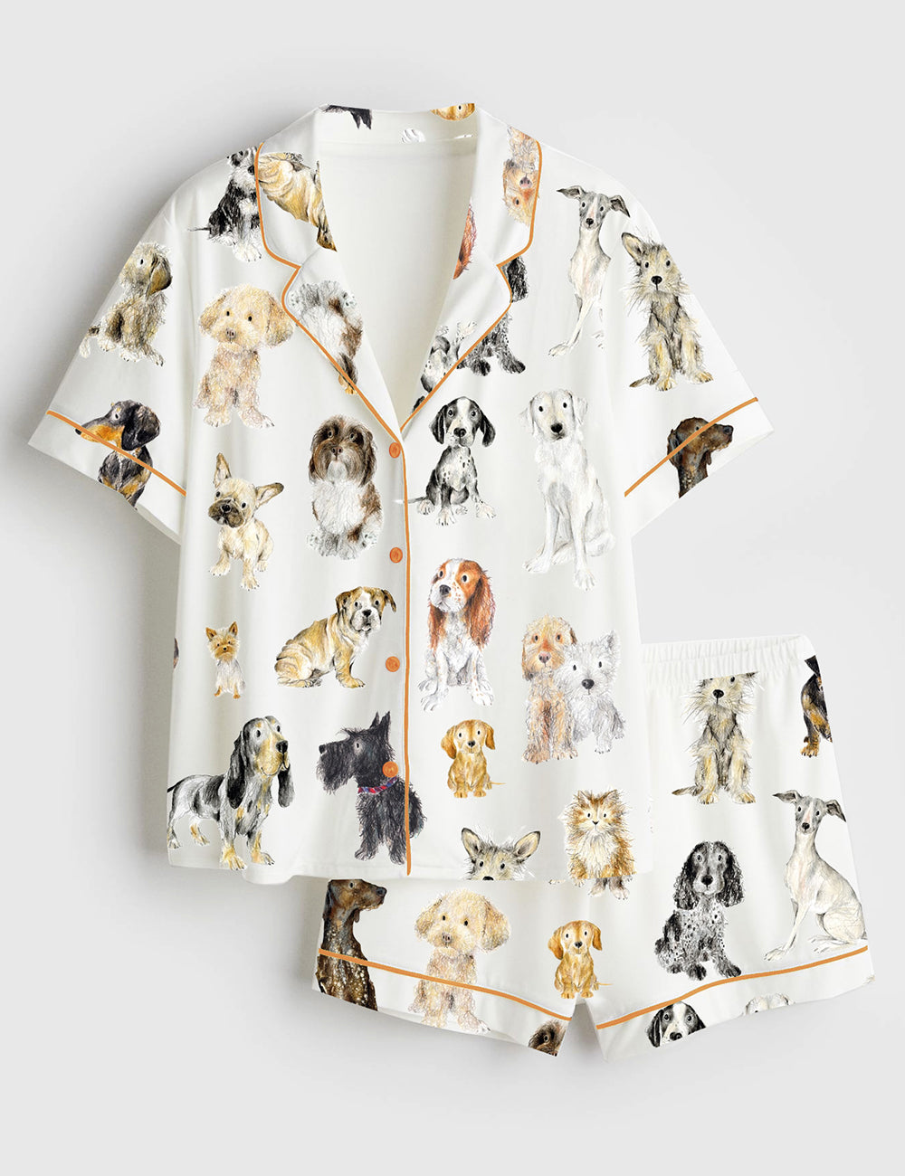 Women’s Dog Lovers Print Short Sleeve Satin Pajama Set