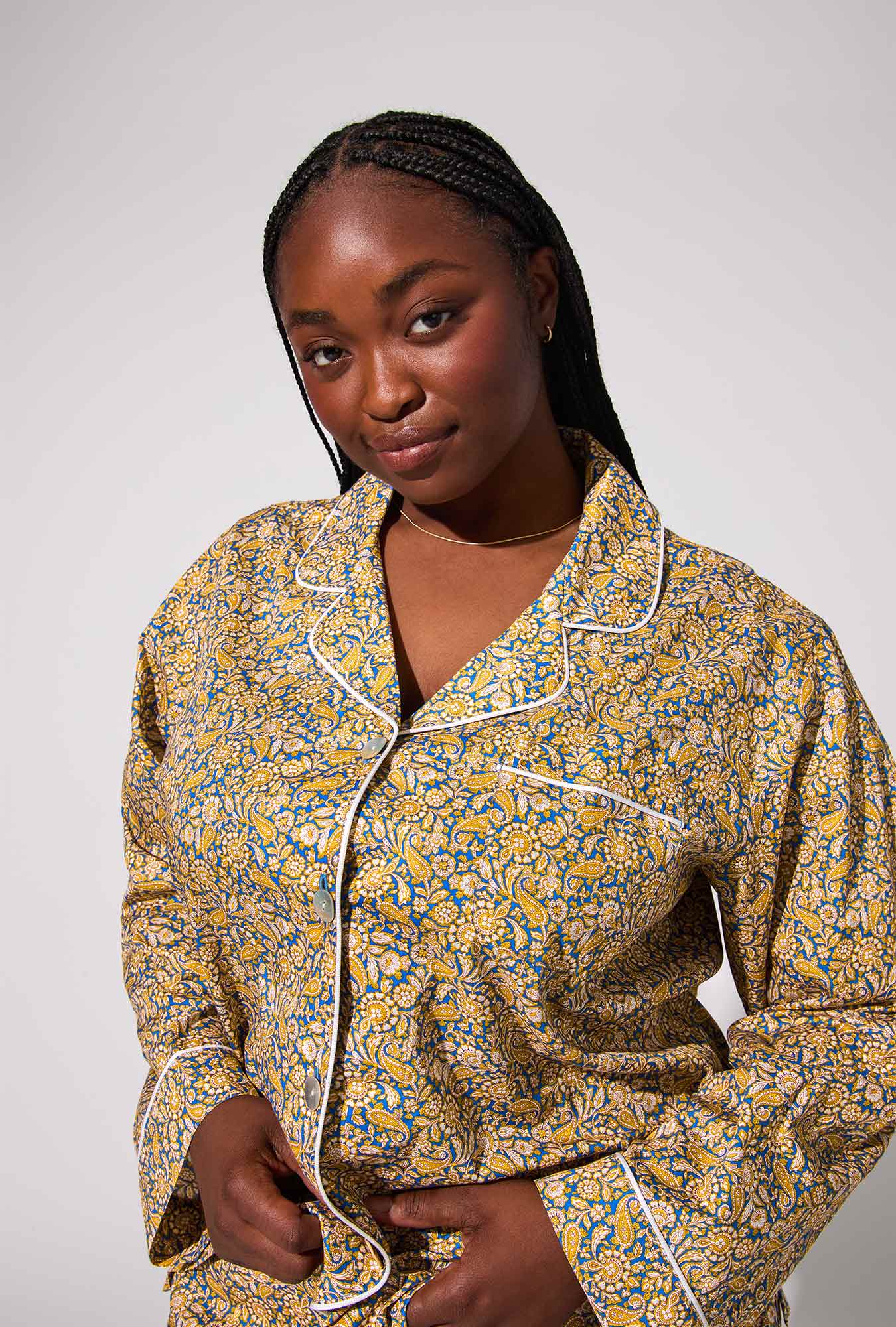 Theodore Manor Long Sleeve Classic Woven Tana Lawn® PJ Set Made With Liberty Fabric