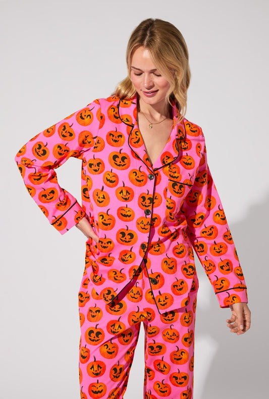 Jolly Jack-O-Lanterns Long Sleeve Classic Stretch Jersey PJ Set