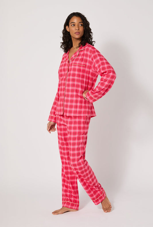 Wonderland Plaid Long Sleeve Classic Woven Portuguese Flannel PJ Set
