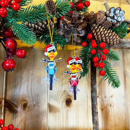 Gift For Motocross Lovers, Personalized Ornament, Motocross Duck Ornament, Christmas Gift