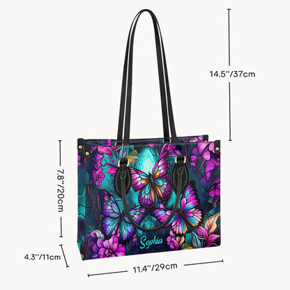 Beautiful Butterflies - Personalized Butterfly Leather Handbag
