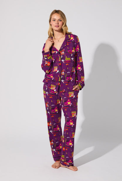 Spooky Town USA Long Sleeve Classic Stretch Jersey PJ Set