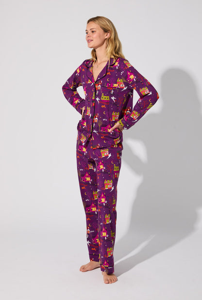 Spooky Town USA Long Sleeve Classic Stretch Jersey PJ Set