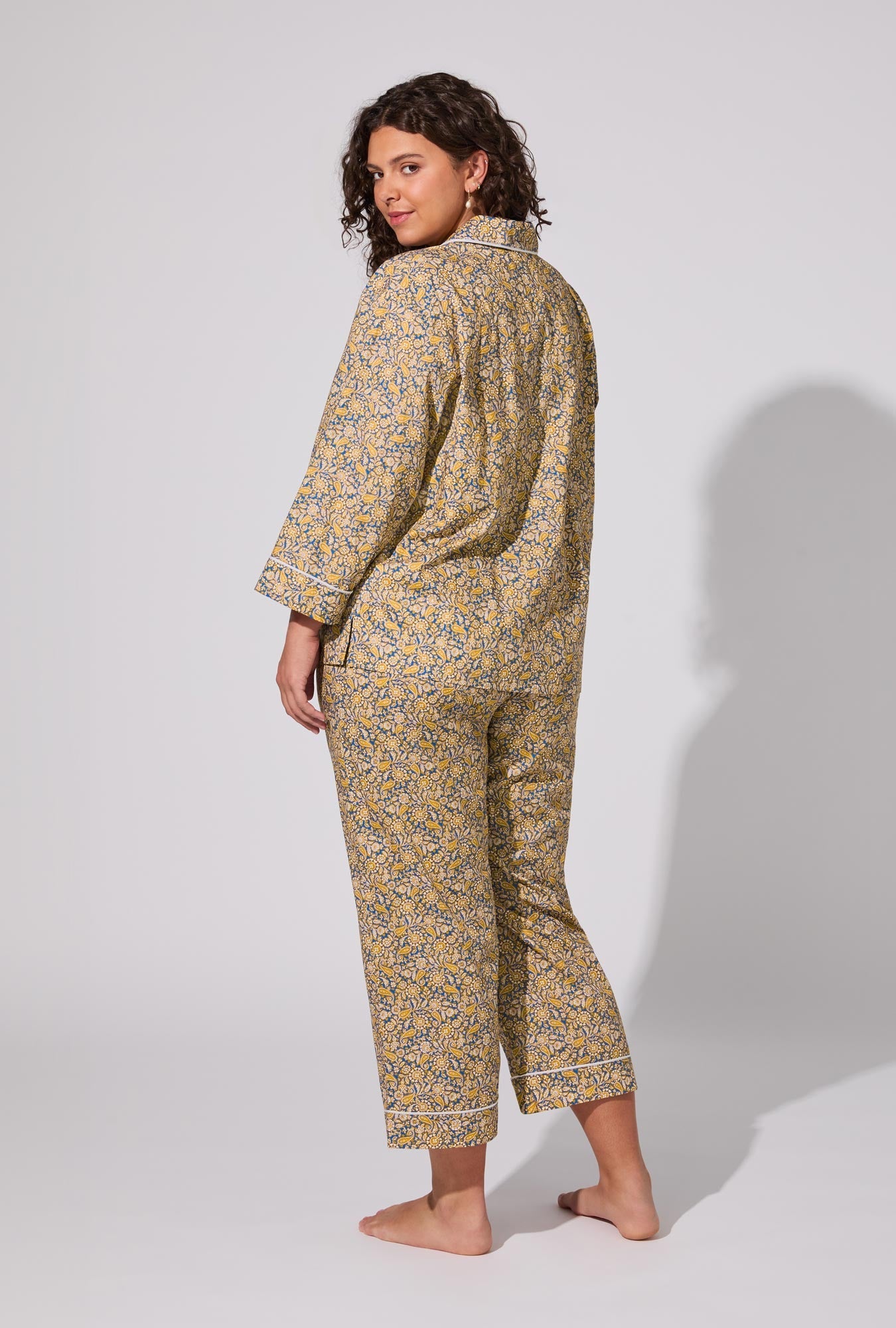 Theodore Manor 3/4 Sleeve Classic Woven Tana Lawn® Cropped PJ set Made With Liberty Fabric