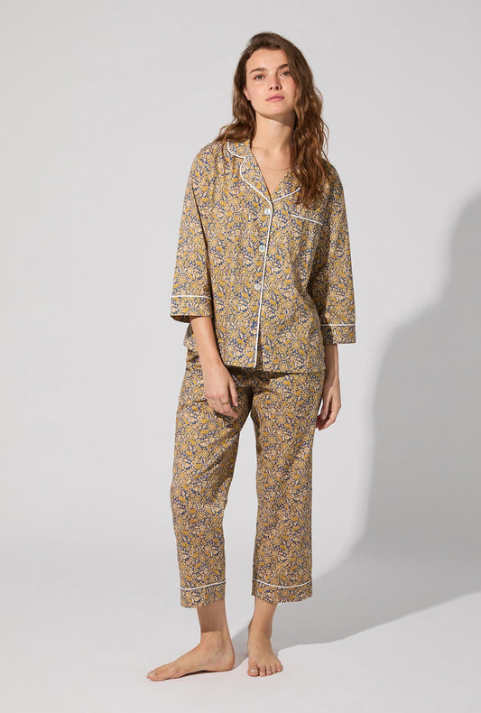 Theodore Manor 3/4 Sleeve Classic Woven Tana Lawn® Cropped PJ set Made With Liberty Fabric
