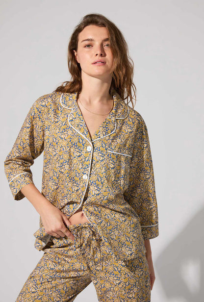 Theodore Manor 3/4 Sleeve Classic Woven Tana Lawn® Cropped PJ set Made With Liberty Fabric