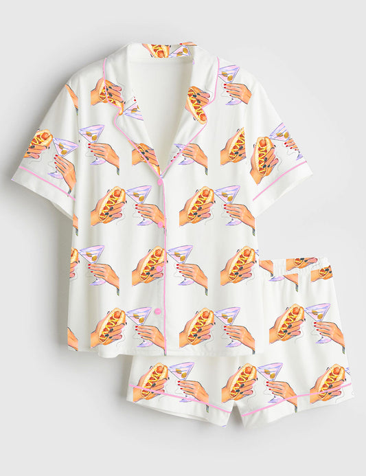 Women’s Martinis And Weenies Bachelorette Dirty Martini Wedding Short Sleeve Satin Pajama Set