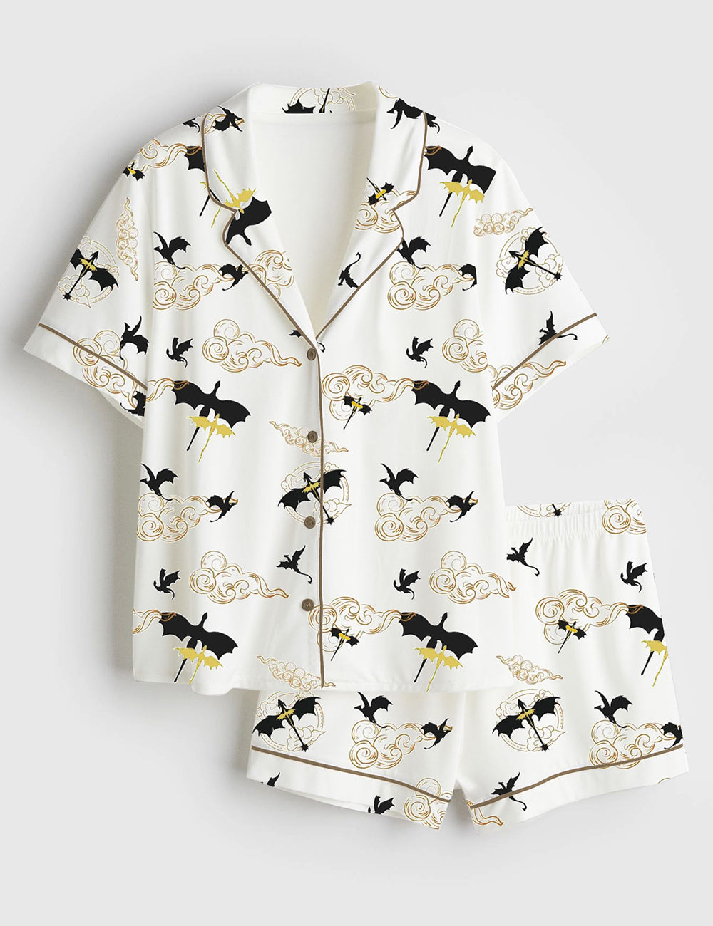 Women’s Threshing Dragon Short Sleeve Satin Pajama Set