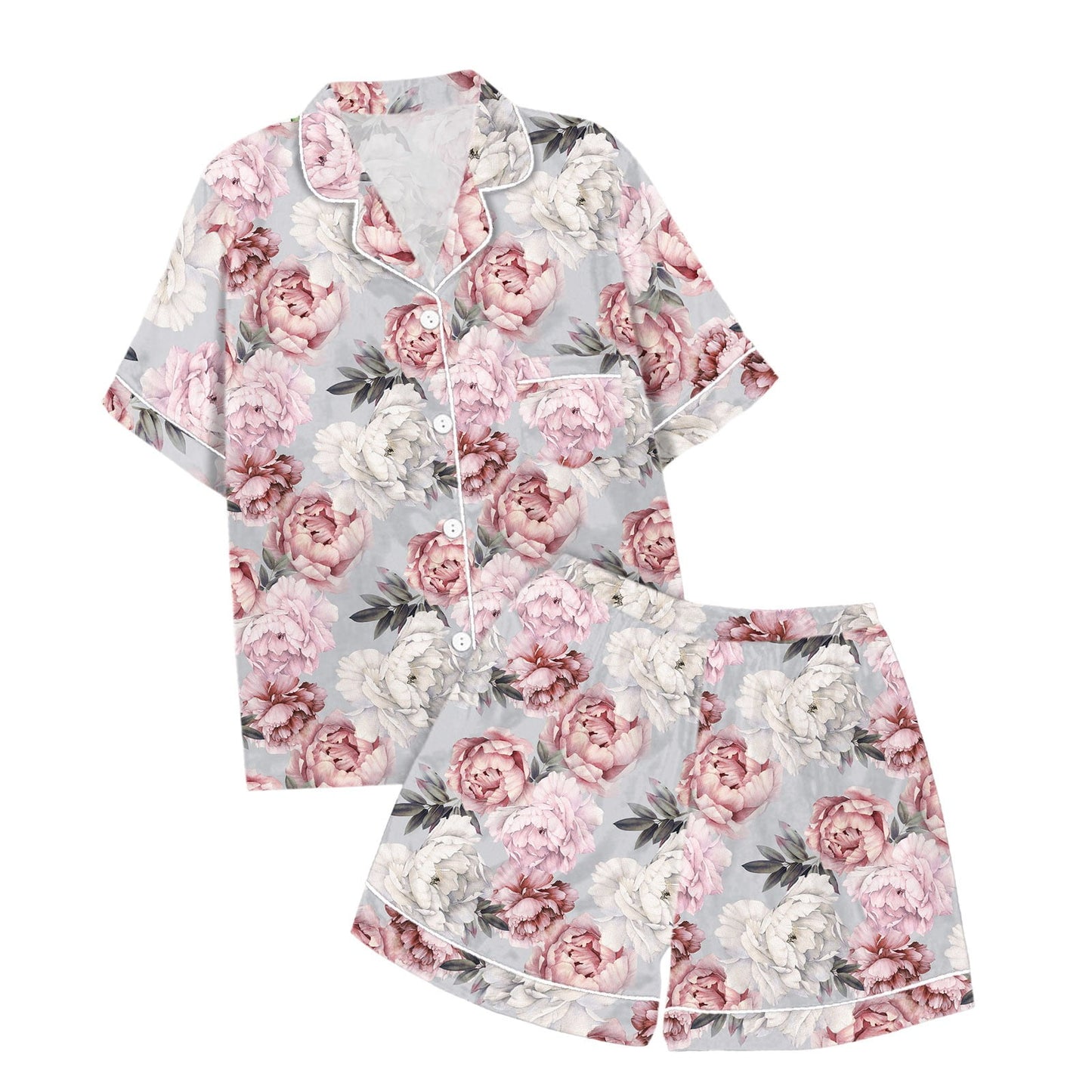 GEWSEY Womens Pajamas Set Summer Short Sleeve Pjs Button Down Loungewear Soft Sleepwear (Pink, S)