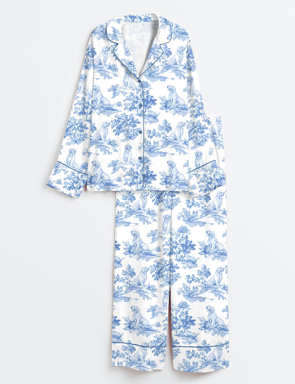 Women’s Golden Retriever Dog Lover Long Sleeve Satin Pajama Set