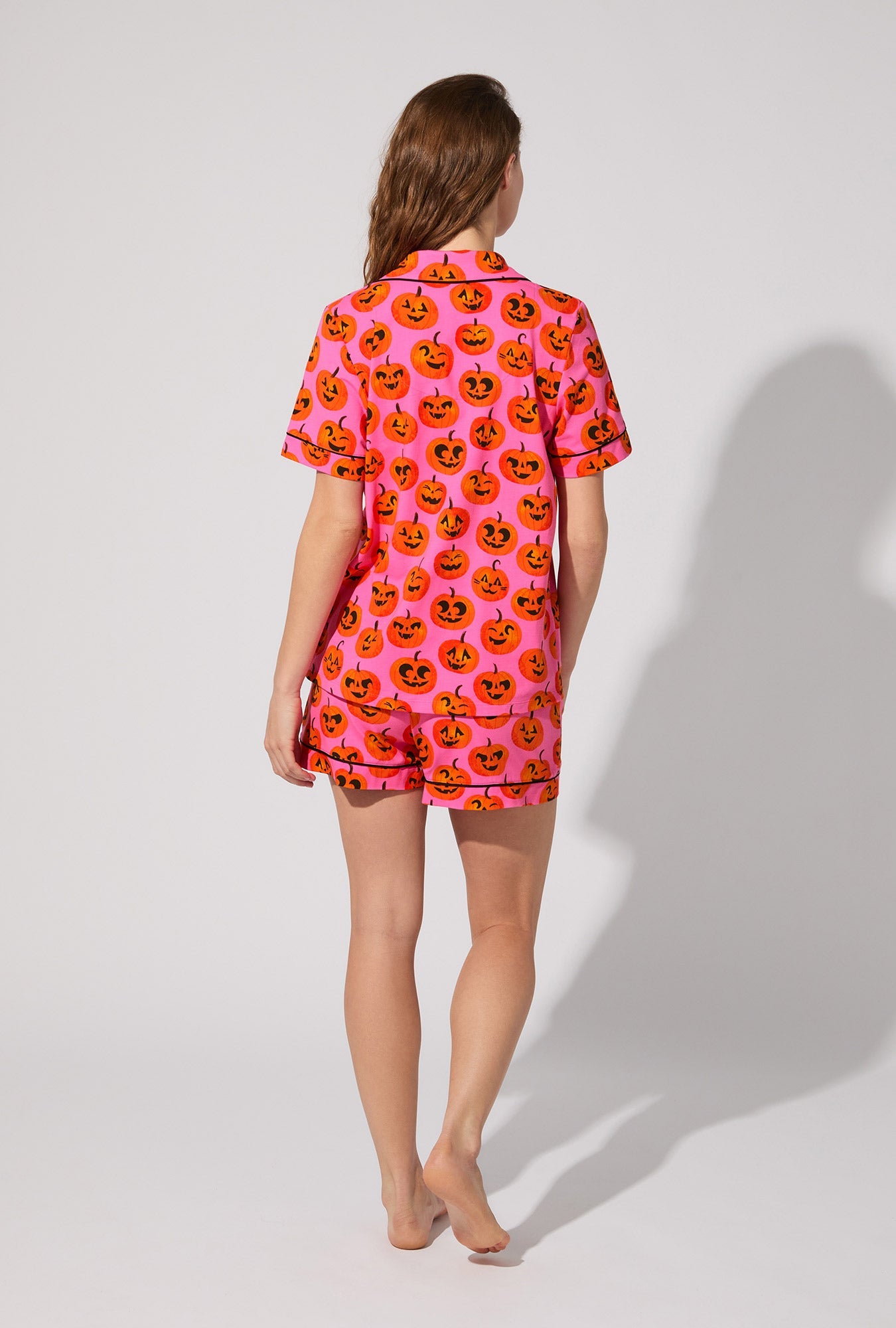 Jolly Jack-O-Lanterns Short Sleeve Classic Shorty Stretch Jersey PJ Set