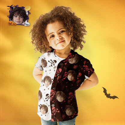 Custom Face Family Matching Hawaiian Outfit Two Tone Skeleton Print Shirt Parent-child Wears