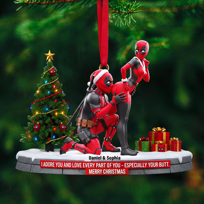 Funny Red Masked Couple Ornament - Personalized Gifts For Couple