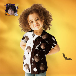 Custom Face Matching Family Hawaiian Outfit Halloween Print Two Tone Shirt Gift for Family